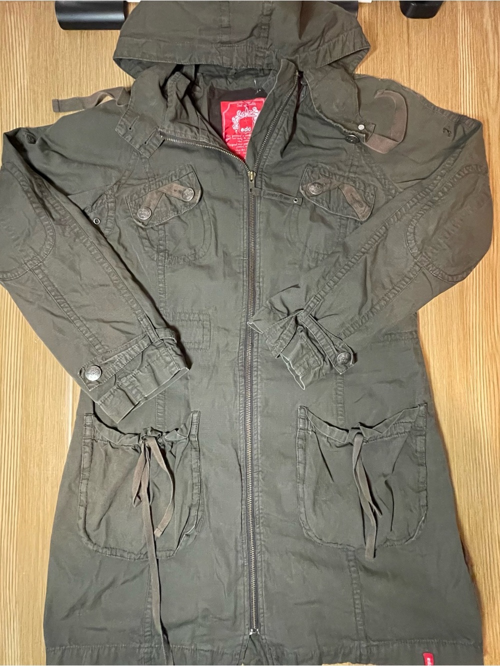 Vintage EDC by Esprit Military Field Jacket Women's Large Olive Green Parka